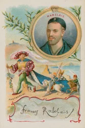 Escritor renacentista francés Rabelais con su personaje Gargantúa