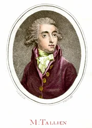 Revolución Francesa: Retrato de Jean Lambert (Jean-Lambert) Tallian (1767-1820) revolucionario francés. Grabado del siglo XVIII. Colección privada