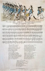 Revolución Francesa: partitura de "La marche des Marseillois" de Claude Balbastre (1724-1799), variación sobre el tema de la Marsellesa, himno nacional francés. Noviembre de 1792 París, Biblioteca del Arsenal