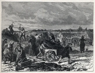 Revolución Francesa: obras del Campo de Marte (Champs-de-Mars) en París, para preparar la Fiesta de la Federación en 1790