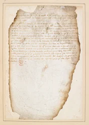 Plan de batalla francés anterior a la batalla de Agincourt, elaborado por el Mariscal Boucicault, Capitán de Normandía, y otros. Entre el 13 y el 21 de octubre de 1415 (tinta sobre papel)