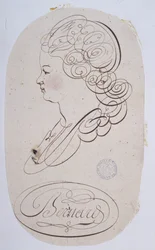 Caligrafía francesa: Retrato de una persona joven ejecutado por Bernard de París alrededor de 1780.
