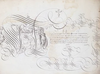 Caligrafía francesa: El jardín de la escritura por Robert Vignon alrededor de 1600. Biblioteca histórica de la ciudad de París