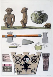 Colonias francesas: objetos de los arawak, los primeros habitantes de Martinica en las Indias Occidentales