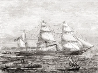 Transatlántico francés a vapor Pereire (1866-1888), de Les Merveilles de la Science, pub.1870