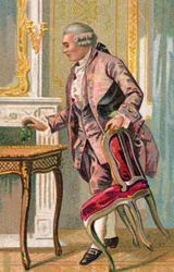 Escritor francés Pierre Augustin Caron de Beaumarchais, hacia 1900 (cromo)