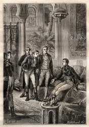 Friedrich Konrad Hornemann (1772-1801) conoció a Napoleón Bonaparte en El Cairo en 1797 en presencia de Gaspard Monge (1746-1818) y Claude Louis Berthollet (1748-1822) - ilustración tomada de 