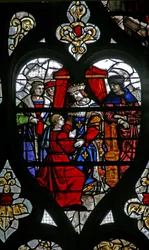 De la ventana w30, la ventana de la vida de San Romain: un prisionero es recibido por el rey