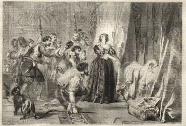 Fronde - El pueblo exige ver al rey: París, Palais Royal, 9 de febrero de 1651 - Fronde: en la noche del 9 de febrero de 1651, en el Palais Royal, Ana de Austria (1601-1666) muestra a Luis XIV, conocido como el Rey Sol