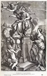 Frontispicio de la obra de Bianchini sobre Venus (c.1727) - en "Les terres du ciel" de Camille Flammarion, ed. Marpon  Flammarion, París
