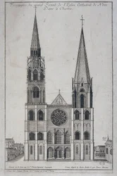 Frontispicio del gran portal de la Iglesia Catedral de Notre Dame en Chartres, diseñado in situ por Saint Vincent Geographer Engineer, s.d. siglo XIX