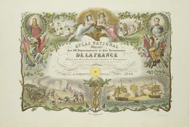Frontispicio del Atlas Nacional Ilustrado de los 86 Departamentos y las Posesiones de Francia, por Victor Levasseur 1856