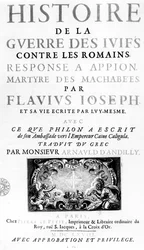 Portada de Histoire de la Guerre des Juifs contre les Romains, de Flavio Josefo, publicado en París, 1688
