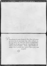 Frontispicio de Demonstrations de toutes les pieces de bois, cloux et ferremens qui entrent dans la construction d