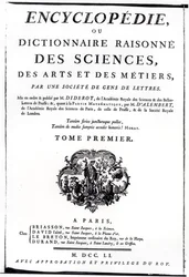 Frontispicio de La Enciclopedia de Ciencia, Arte e Ingeniería de Denis Diderot (1713-84) publicada en París, 1751