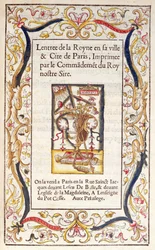 Portada de un libro sobre la entrada de Marguerite de Navarre (1492-1549) en París en 1531
