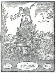 Frontispicio de un almanaque agrícola con un retrato de Olivier de Serres (1539-1619) 1816