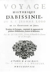 Frontispicio de la traducción francesa de Viaje a Abisinia por Jeronimo Lobo (c.1596-1678) publicado en 1728