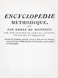 Frontispicio de la Enciclopedia Metódica por Orden de Materias, editada por Denis Diderot y Jean Le Rond d