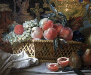 Jarrón y cesta de frutas (detalle). c.1770 (óleo sobre lienzo)