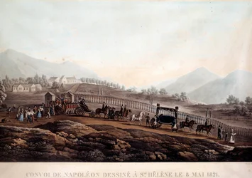 Convoy funebre de Napoleón I (1769-1821) a Sainte Helene el 8/05/1821 Grabado hacia 1830 Ile d
