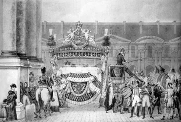 Funeral del rey francés Luis XVIII (1755-1824) en septiembre de 1824 (grabado)