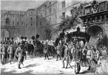 Funeral de la emperatriz austriaca Caroline Augusta: desfile del cortejo fúnebre en las calles de Viena