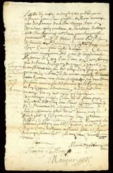 Contrato de comercio de pieles entre Francois Francoeur y cuatro voyageurs para el transporte de mercancías y la compra de pieles de castor en Michilimackinac y Chicago, 1692