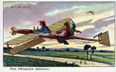 Días futuros: Una visión del siglo XIX del año 2000 - Serie “En el año 2000”: una pastelería aireada - Cromolitografía de Villemard