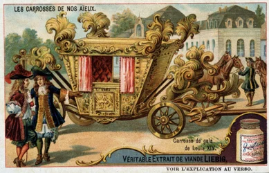 Carruaje de gala de Luis XIV - cromolitografía de Liebig, principios del siglo XX