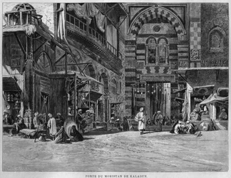 Puerta de Biwaristande Qalawim, de LEgypte, por Georg Moritz Ebers, 1881
