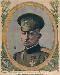 General Aleksei Brusilov, jefe del ejército ruso que aplastó a los austriacos y alemanes en Volinia, ilustración de portada de Le Petit Journal, 2 de julio de 1916