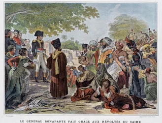 El General Bonaparte agradece las revueltas de El Cairo - en "Victorias y Conquistas de los Ejércitos Franceses", París, s.d. siglo XIX