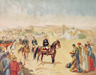 General Jacques Achille Duchesne (1837-1918) entrando en Tananarive, Madagascar, 1 de octubre de 1895