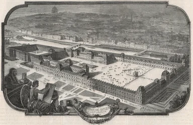 Vista general del Palais du Louvre y las Tuileries en 1852 - Grabado en 