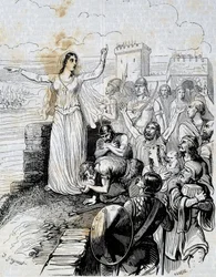 Genoveva tranquiliza al pueblo de París - en “Historia de Francia” de L.-P. Anquetil