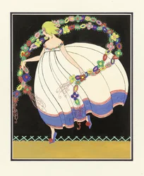 Niña bailando con una doble guirnalda, pub. 1920