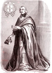 Giulio Raimondo Mazzarino, cardenal y diplomático francés de origen italiano.1865 (grabado)