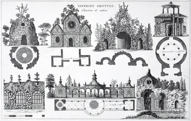 Diseños de grutas de Jardins Anglo-Chinois por George Louis Le Rouge, publicado en 1775-78