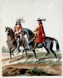 Guardias del Rey. Grabado de 1660. París, Artes Decorativas