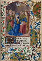 H/L-3-3 fol. 104r Pentecostés, del Libro de Horas, Uso de París, mediados del siglo XV