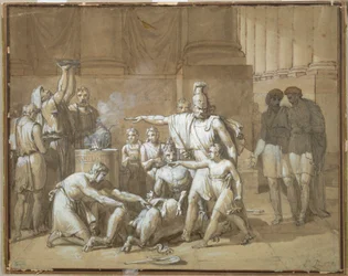 Aníbal jurando eterna enemistad a Roma, c. 1808 (pluma y tinta con aguada sobre grafito)