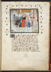 Harley 1319 f.50, Richard II y Bolingbroke en Flint Castle, c.1401-05 (vitela)