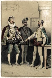Enrique III (1551-1589), Rey de Francia, visitando a Bernard Palissy, ceramista, encarcelado en la Bastilla. De la serie 