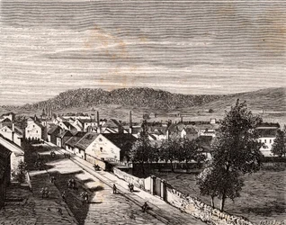Héricourt - departamento de Saône-et-Loire - grabado en “La France illustrée: géographie, histoire, administración statistique” por V.A. Malt-Brown. 1884