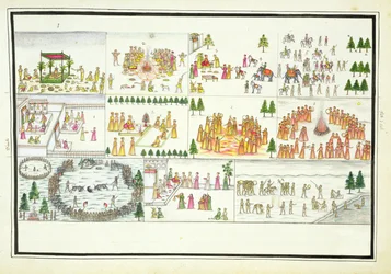 Festivales Hindúes incluyendo Dasehra, Diwali y Holi del Álbum Gentil, publicado en 1774