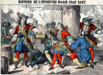 Historia del intrépido marinero Jean Bart Jean Bart (1650-1702), corsario francés. Imágenes de Epinal de finales del siglo XIX.