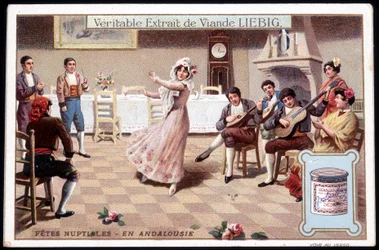 Luna de miel en Andalucía - cromo. Liebig, v. 1895