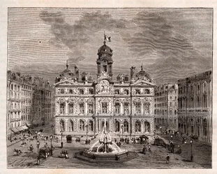 Hotel de Ville de Lyon - grabado en “La France illustrée: géographie, histoire, administración statistique” por V.A. Malt-Brown. 1884
