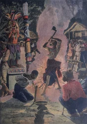 Sacrificio humano durante una ceremonia vudú, La Fayette, Luisiana, EE.UU.